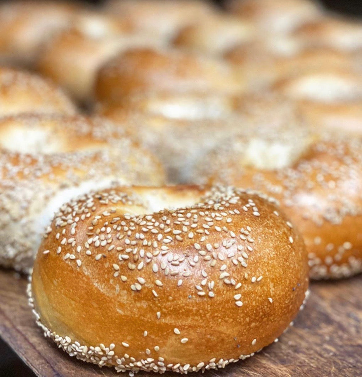 sesame bagel with cream cheese